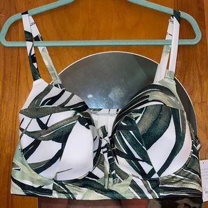 Lane Bryant 2 Piece Bikini Top with Skirted Bottom Palm leaves Print NWT